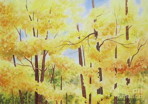 Landscape Poster featuring the painting Golden Autumn by Deborah Ronglien