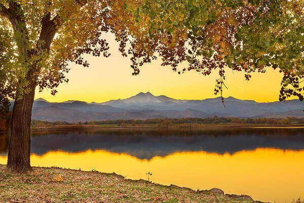 Colorado Poster featuring the photograph Golden Autumn Twin Peaks View by James BO Insogna