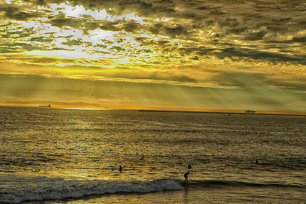 Twilight Poster featuring the photograph Golden Hour at Seal Beach by Tom Kelly