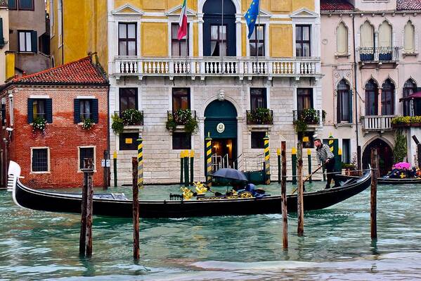 Gondolier Poster featuring the photograph Gondolier at Work by Frozen in Time Fine Art Photography