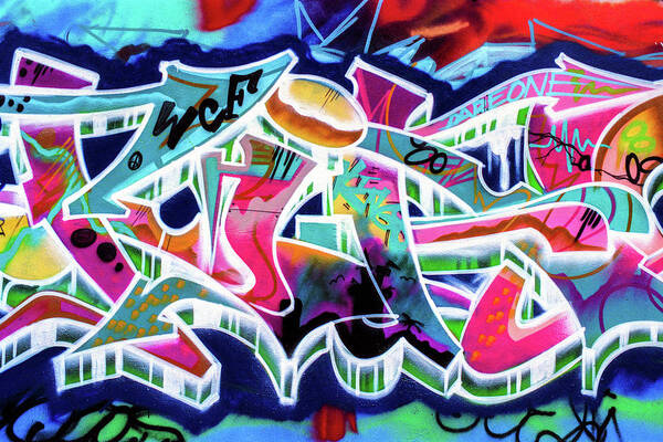 Graffiti Art Poster featuring the photograph Urban Graffiti Art Abstract 1, North 11th Street, San Jose 1990 by Kathy Anselmo