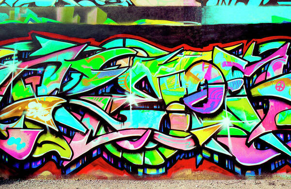 Graffiti Art Poster featuring the photograph Urban Graffiti Art Abstract 3, North 11th Street, San Jose 1990 by Kathy Anselmo