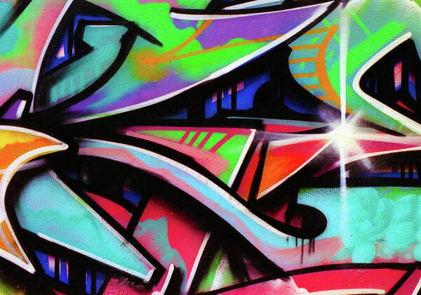 Graffiti Art Poster featuring the photograph Urban Graffiti Art Abstract 6, North 11th Street, San Jose 1990 by Kathy Anselmo