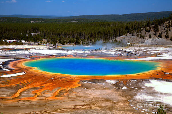 Grand Prismatic Poster featuring the photograph Grand Prismatic Overlook by Adam Jewell