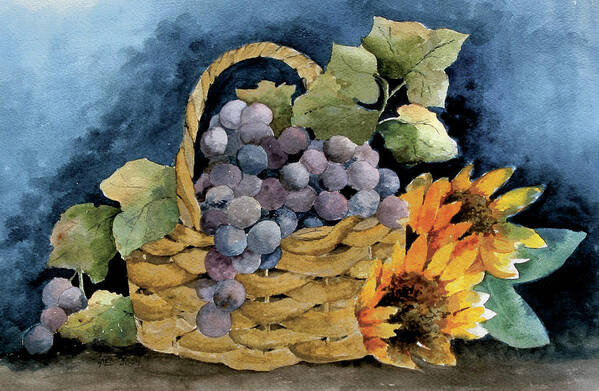 Grapes Poster featuring the painting Grape Basket by Lael Rutherford