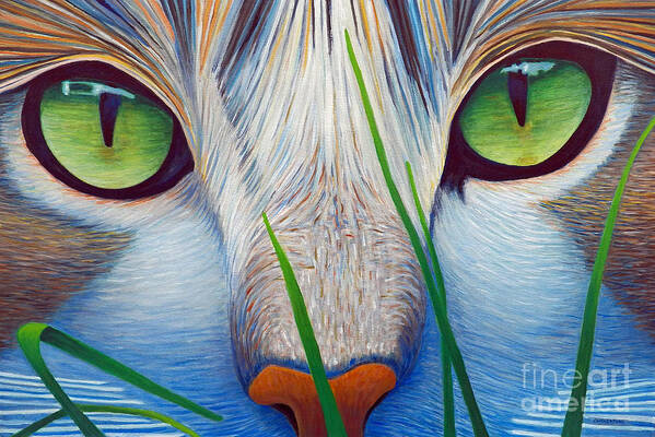 Cat Poster featuring the painting Green Eyes by Brian Commerford