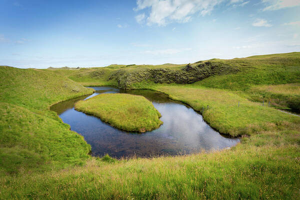 Gooseneck Poster featuring the photograph Green Landscape, Iceland by Francesco Riccardo Iacomino