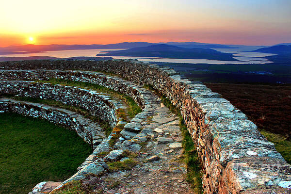 Sunset Poster featuring the photograph Grianan Fort Sunset by Nina Ficur Feenan