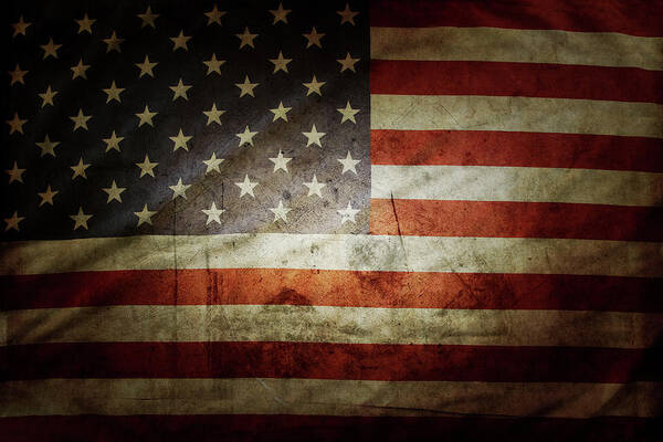 American Flag Poster featuring the photograph Grunge USA flag 3 by Les Cunliffe
