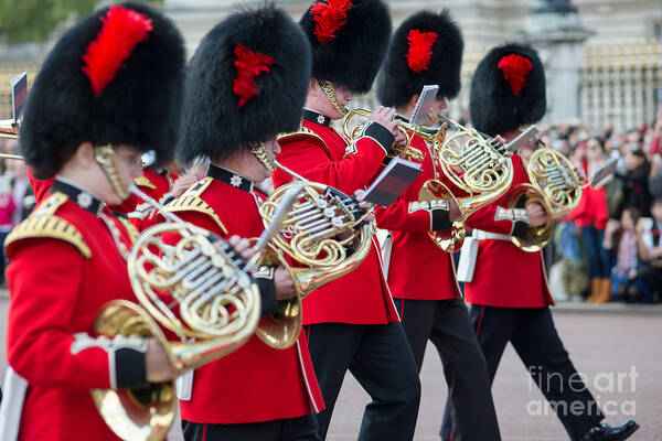 British Poster featuring the photograph guards band at Buckingham palace by Andrew Michael