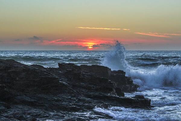 Landscape Poster featuring the photograph Gwithian beach sunset by Claire Whatley