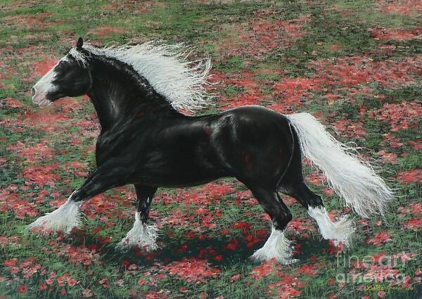 Gypsy Cob Poster featuring the painting Gypsy Fire by Louise Green