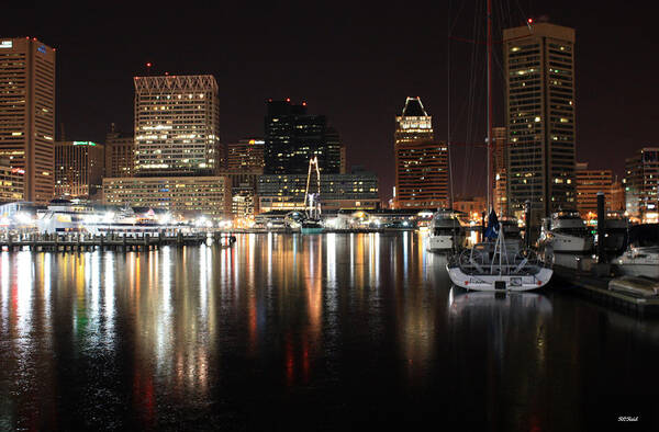 Harbor Poster featuring the photograph Harbor Nights - Baltimore Skyline by Ronald Reid