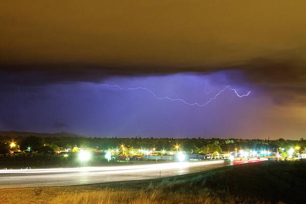 287 Poster featuring the photograph Hard Rain Lightning Thunderstorm over Loveland Colorado by James BO Insogna