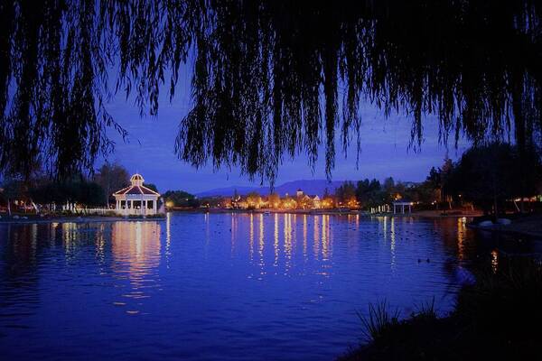 Harveston Lake Poster featuring the photograph Harveston Lake at Night by Eric Johansen