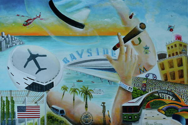 Miami Poster featuring the painting Hats Off To Miami by Blima Efraim