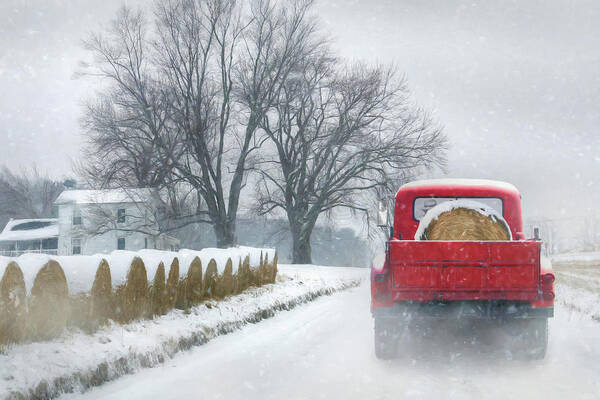 Truck Poster featuring the photograph Hauling Hay by Lori Deiter