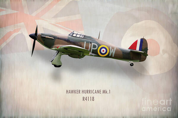 Hawker Hurricane Poster featuring the digital art Hawker Hurricane Mk1 R4118 by Airpower Art