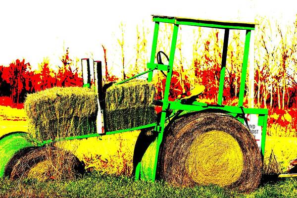 Green Poster featuring the photograph Hay It's a Tractor by Karen Thornton
