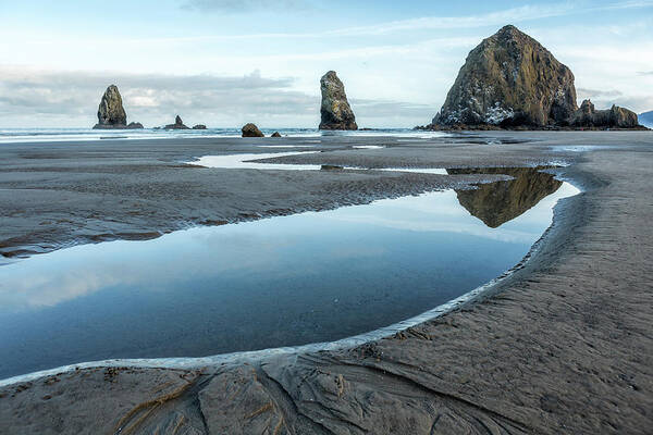 Morning Poster featuring the photograph Haystack and the Needles by Belinda Greb