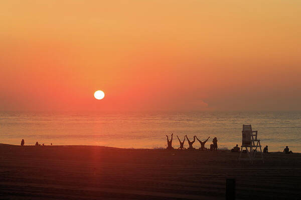 Sun Poster featuring the photograph Headstand Fun At Sunrise by Robert Banach