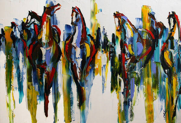 Horse Paintings Poster featuring the painting Herd of Carousel Ponies by Laurie Pace