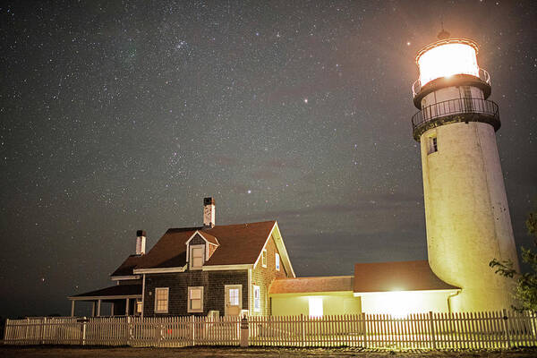 Truro Poster featuring the photograph Highland Light Truro Massachusetts Cape Cod Starry Sky by Toby McGuire