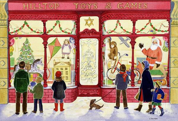 Christmas Poster featuring the painting Hilltop Toys and Games by Lavinia Hamer