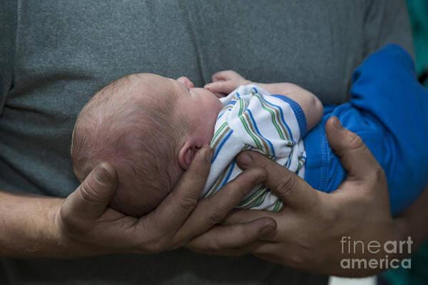 Newborn Poster featuring the photograph Holding His Baby by Jim West
