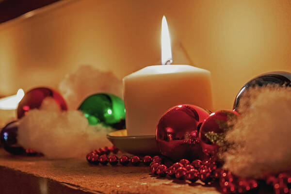 Still Life Poster featuring the photograph Holiday Candle by Ira Marcus