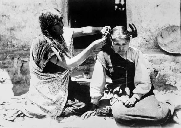 1909 Poster featuring the photograph HOPI HAIR DRESSER, c1909 by Granger