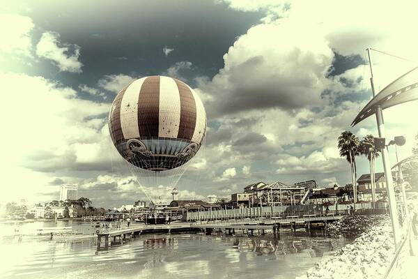 Hot Air Balloon # Disney Springs# Orlando Fl # Lake Buena Vista # Walt Disney World # Disney Marketplace # Downtown Disney # Poster featuring the photograph Hot Air Balloon by Louis Ferreira