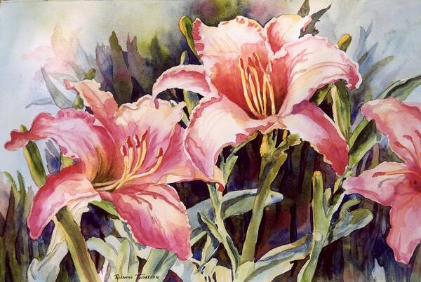 Lillies Poster featuring the painting Hot Lillies by Roxanne Tobaison