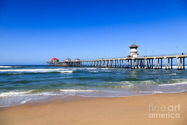 America Poster featuring the photograph Huntington Beach Pier in Orange County California by Paul Velgos