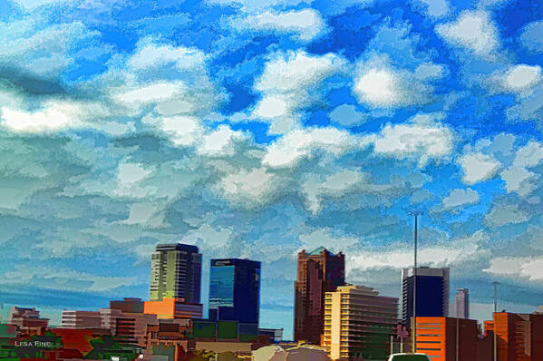 Huntsville Alabama Poster featuring the mixed media Huntsville Alabama Skyline Abstract Art by Lesa Fine