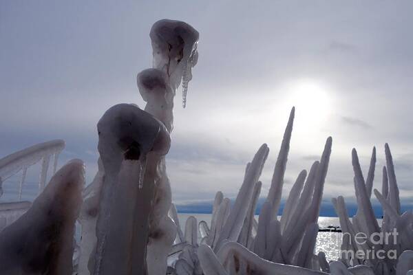 Ice Formations Poster featuring the photograph Icy Sentinels on Superior by Sandra Updyke