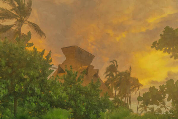 Sinset Poster featuring the painting Incoming Storm on Playa Diamante Acapulco by Bill McEntee