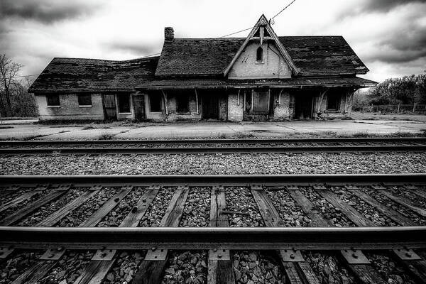 Black And White Poster featuring the photograph Ingersoll Train Station  by Karl Anderson