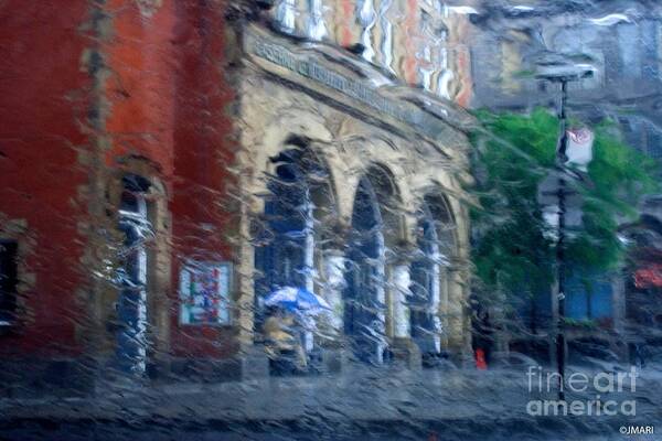 #rain #street #building #interiordesign #photography # Fineart Poster featuring the photograph Into The Rain by Jacquelinemari