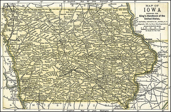 Map Poster featuring the photograph Iowa Antique Map 1891 by Phil Cardamone