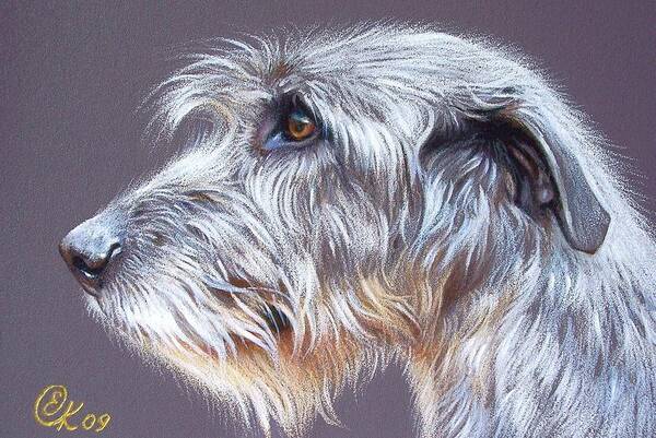 Dog Poster featuring the drawing Irish Wolfhound 2 by Elena Kolotusha