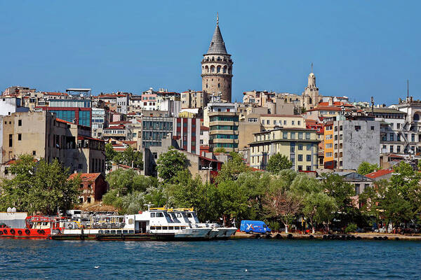 Waterside Scene Poster featuring the photograph Istanbul Cityscape by Sally Weigand