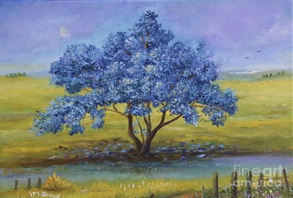 Alicia Maury Painting Poster featuring the painting Jacaranda a la orilla del rio by Alicia Maury