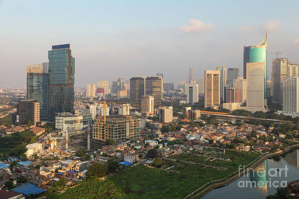 Capital Cities Poster featuring the photograph Jakarta urban skyline in Indonesia by Didier Marti