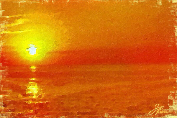 Orange Sunrise Painting Poster featuring the painting Jersey Orange Sunrise by Joan Reese