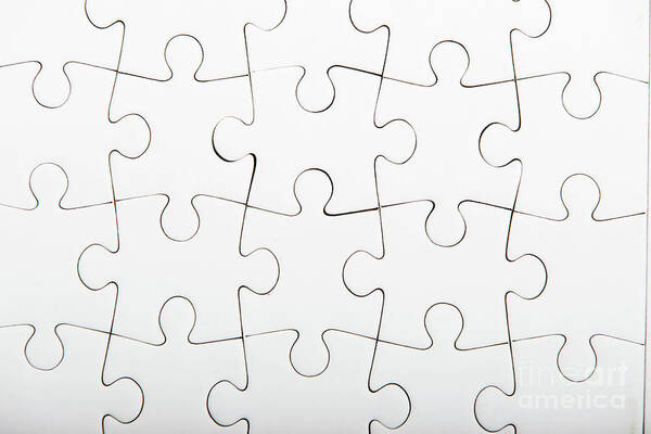Jigsaw puzzle with blank white pieces Photograph by Piotr Marcinski - Pixels