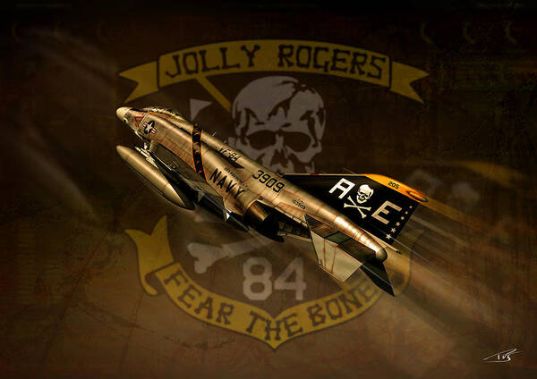 War Poster featuring the digital art Jolly Rogers Phantom Two by Peter Van Stigt