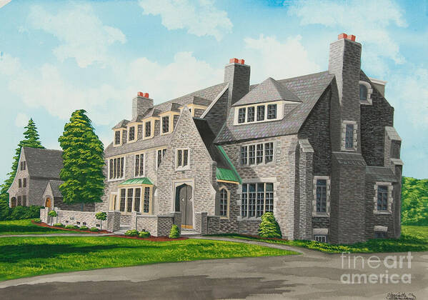 Kappa Delta Rho Frat House Poster featuring the painting Kappa Delta Rho South View by Charlotte Blanchard