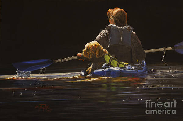 Kayak Poster featuring the painting Kayaking with Your Best Friend by Laurie Tietjen