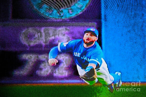 Blue Jays Poster featuring the digital art Kevin Pillar in Action II by Nina Silver